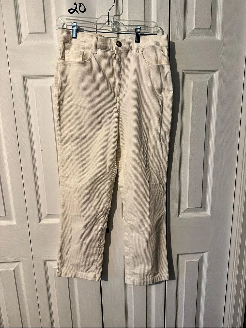 LOFT The Straight High Rise Corduroy Pants Cream Size 10